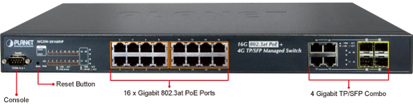 Planet GS-5220-24P4X L2+ 24-Port Gigabit 802.3at PoE + 4-Port 10G SFP+  Managed Switch