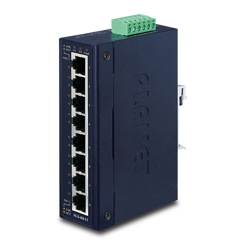 8-Port 10/100/1000T Industrial Gigabit Ethernet Switch (-40~75 degrees C operating temperature) IGS-801T