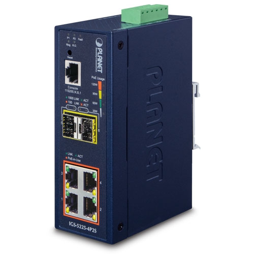 L2+ Industrial 4-Port 10/100/1000T 802.3at PoE + 2-Port 100/1000X SFP Managed Ethernet Switch IGS-5225-4P2S