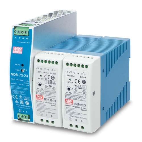 24VDC 3.2 A 000761 90-264VAC Meanwell NDR-75-24 Power Supply 76.8 W 1PH