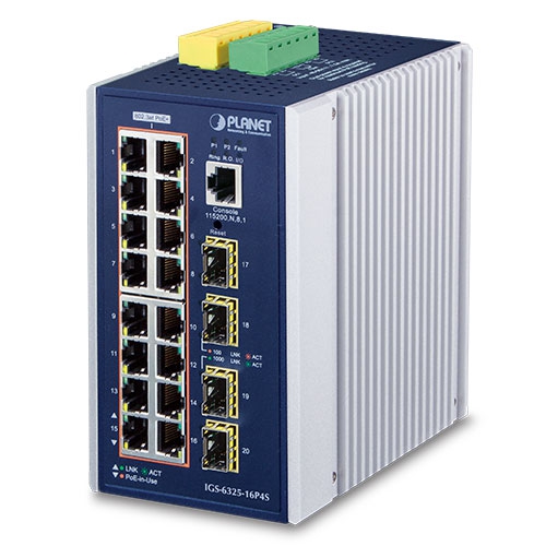 L3 Industrial 16-Port 10/100/1000T 802.3at PoE + 4-Port 1G/2.5G SFP Managed Ethernet Switch IGS-6325-16P4S