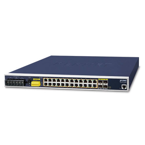 Industrial L3 24-Port 10/100/1000T 802.3at PoE + 4-Port Shared 100/1000X SFP Managed Ethernet Switch (-40~75 degrees C) IGS-6325-24P4S