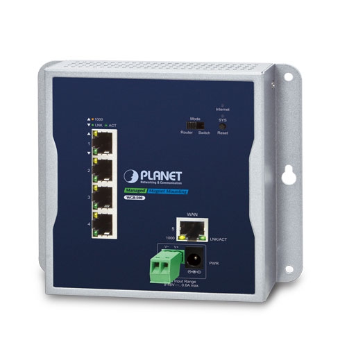 Industrial 5-Port 10/100/1000T Wall-mount Gigabit Router WGR-500