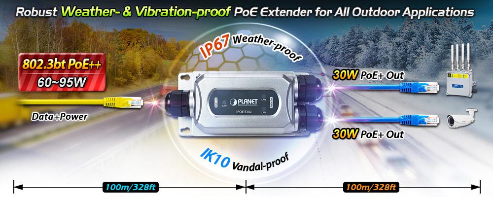 POE-E201 IEEE 802.3at Power over Gigabit Ethernet Extender