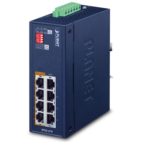 Industrial 4-port Gigabit 802.3bt PoE++ Injector Hub IPOE-470 / IPOE-470-12V