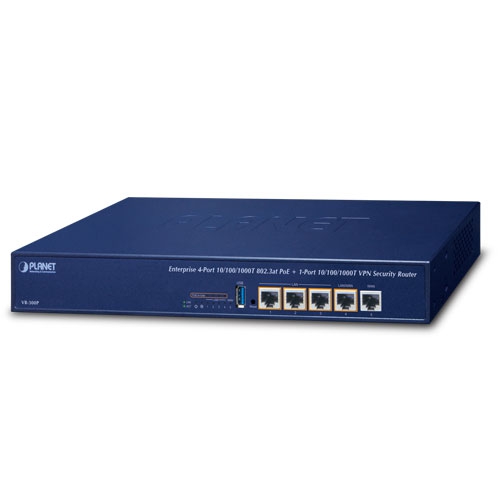 Enterprise 4-Port 10/100/1000T 802.3at PoE + 1-Port 10/100/1000T VPN Security Router VR-300P