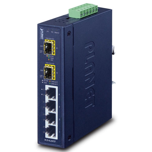 Industrial 4-Port 10/100/1000BASE-T + 2-Port 100/1G/2.5GBASE-X SFP Ethernet Switch IGS-620TF