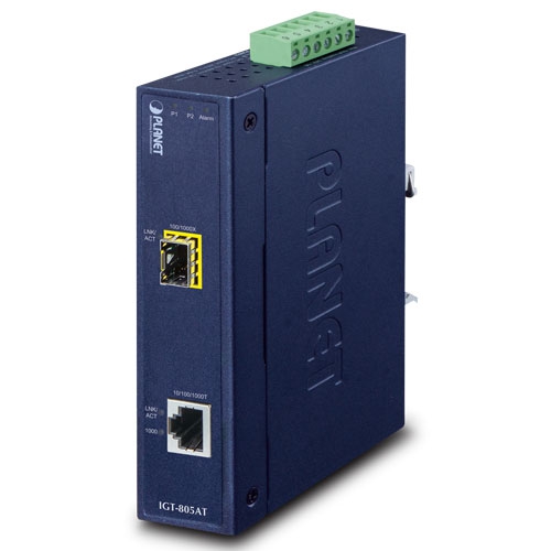 Industrial 10/100/1000BASE-T to 100/1000BASE-X SFP Media Converter IGT-805AT