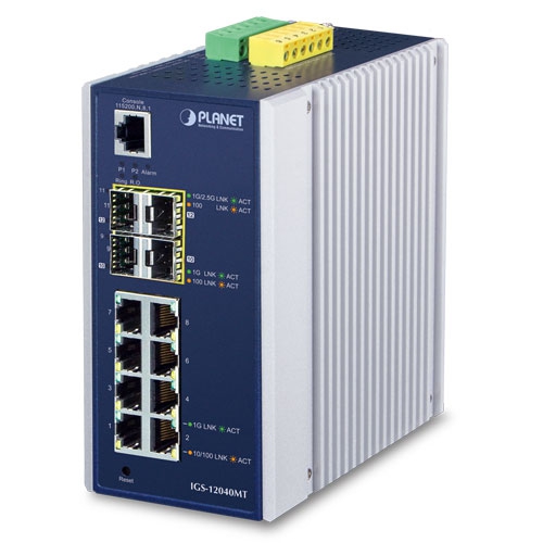 Industrial 8-Port 10/100/1000T + 2-Port 100/1G SFP + 2-Port 1G/2.5G SFP Managed Ethernet Switch IGS-12040MT
