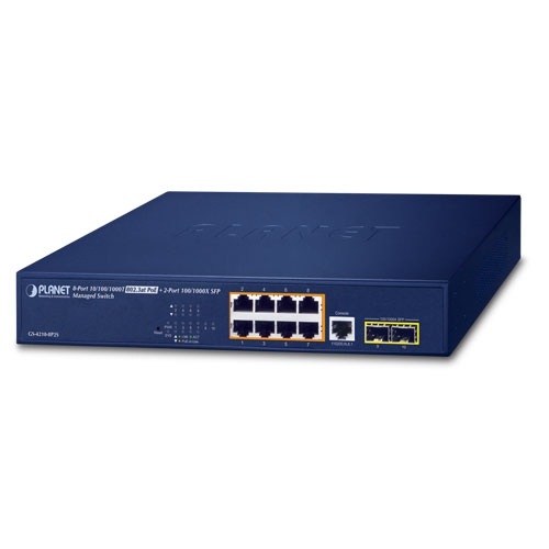 8-Port 10/100/1000T 802.3at PoE + 2-Port 100/1000X SFP Managed Switch GS-4210-8P2S