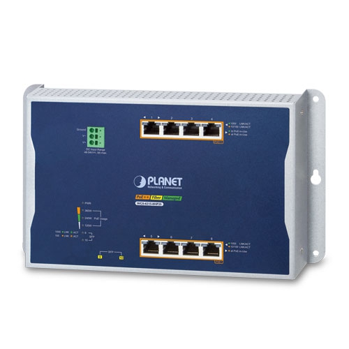 Industrial 4-Port 10/100/1000T 802.3bt PoE + 4-Port 10/100/1000T 802.3at PoE + 2-Port 100/1000X SFP Wall-mount Managed Switch (-40~75 degrees C) WGS-4215-8HP2S