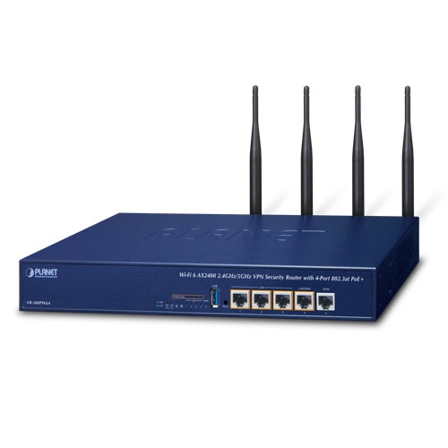 Wi-Fi 6 AX2400 2.4GHz/5GHz VPN Security Router with 4-Port 802.3at PoE+ VR-300PW6A