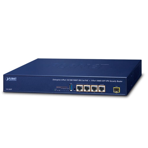 Enterprise 4-Port 10/100/1000T 802.3at PoE + 1-Port 1000X SFP VPN Security Router VR-300FP