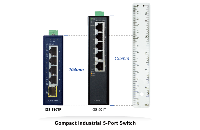 IGS-501T 5-Port 10/100/1000T Industrial Gigabit Ethernet Switch with Wide  Operating Temperature - Planet Technology USA