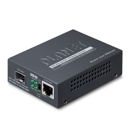 802.3at PoE+ PD 10/100/1000BASE-T to 100/1000BASE-X SFP Media Converter GT-805A-PD
