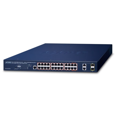 4-Port 10/100/1000T 802.3bt PoE + 20-Port 10/100/1000T 802.3at PoE + 2-Port Gigabit TP/SFP Combo Managed Switch GS-4210-24HP2C