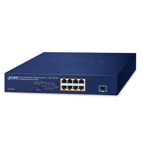 8-Port 10/100/1000/2500T 802.3at PoE+ + 1-Port 10G SFP+ Multigigabit Ethernet Switch (120 Watts) MGS-910XP