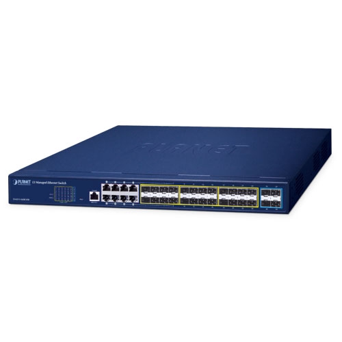 L3 16-Port 100/1000X SFP + 8-Port Gigabit TP/SFP + 4-Port 10G SFP+ Managed Ethernet Switch with 36-72V DC Redundant Power GS-6311-16S8C4XR
