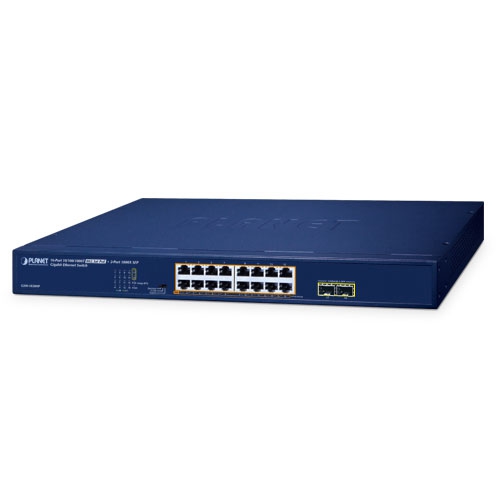 16-Port 10/100/1000T 802.3at PoE + 2-Port 1000X SFP Gigabit Ethernet Switch GSW-1820HP