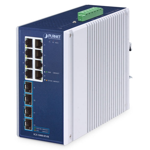 Industrial 8-Port 10/100/1000T + 4-Port 10G SFP+ Ethernet Switch IGS-1000-8T4X