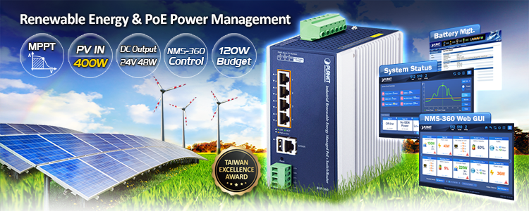 Industrial-grade renewable energy PoE managed switch for remote applications