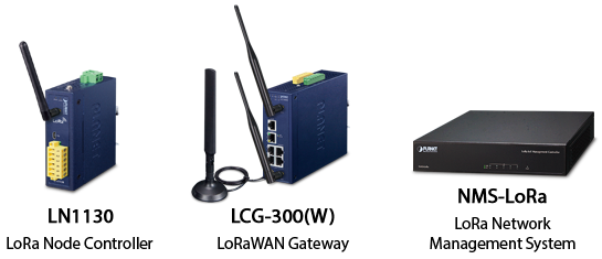 PLANET LoRa AIoT Solution includes LoRa Node Controller, LoRaWAN Gateway and LoRa Network Management System
